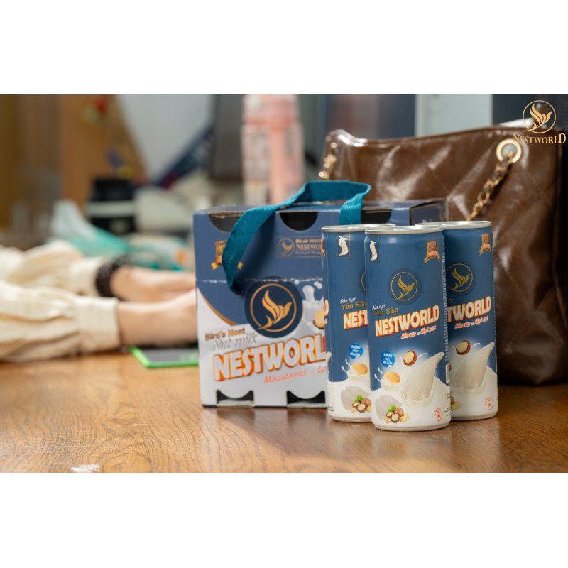 SET 6 LON SỮA HẠT YẾN SÀO MACCA VÀ HẠT SEN NESTWORLD