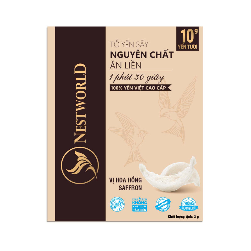 [Mới] - Tổ Yến Sấy Nguyên Chất Ăn Liền Nestworld vị Hoa Hồng Saffron