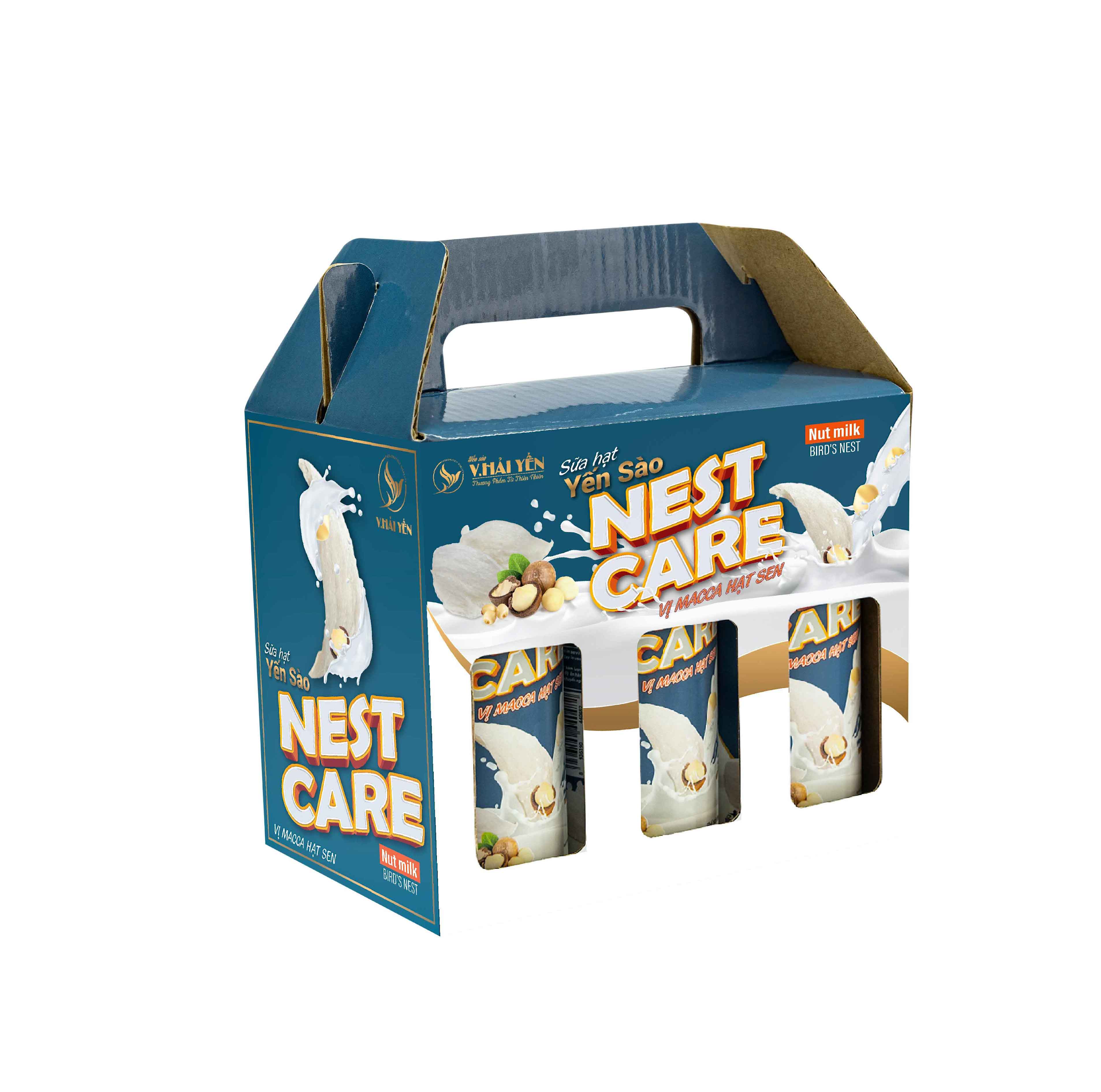 SET 6 LON SỮA HẠT YẾN SÀO VỊ MACCA HẠT SEN - NESTCARE 250ML