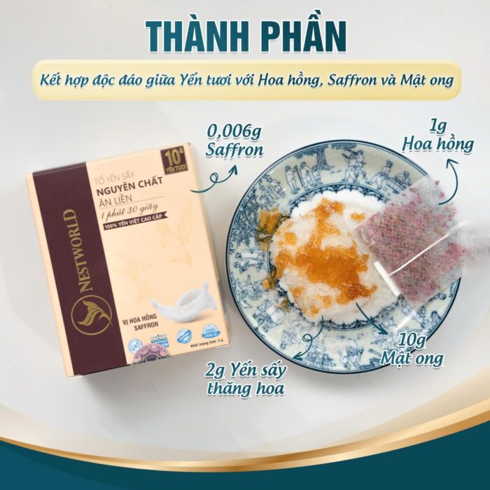 [Mới] - Tổ Yến Sấy Nguyên Chất Ăn Liền Nestworld vị Hoa Hồng Saffron - Ảnh 2