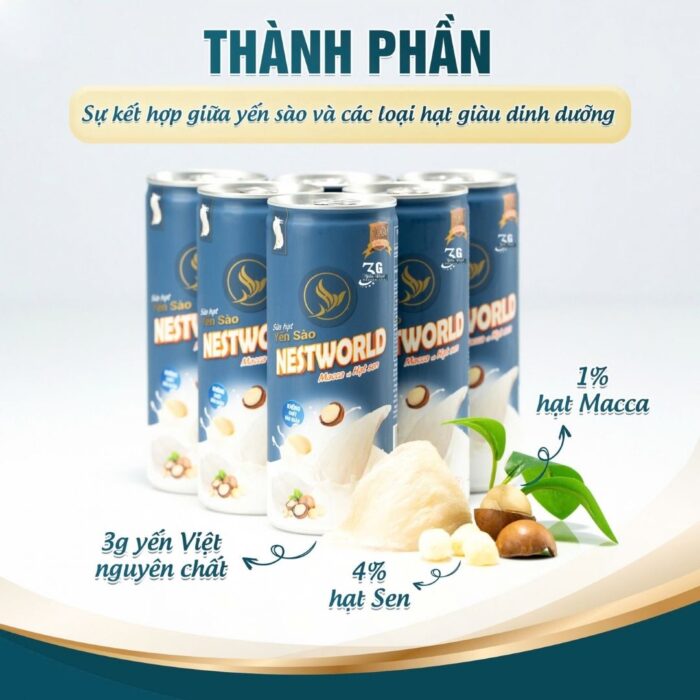 [ Combo 6 Lon] - Sữa Hạt Yến Sào Nestworld Macca Và Hạt Sen - Ảnh 2