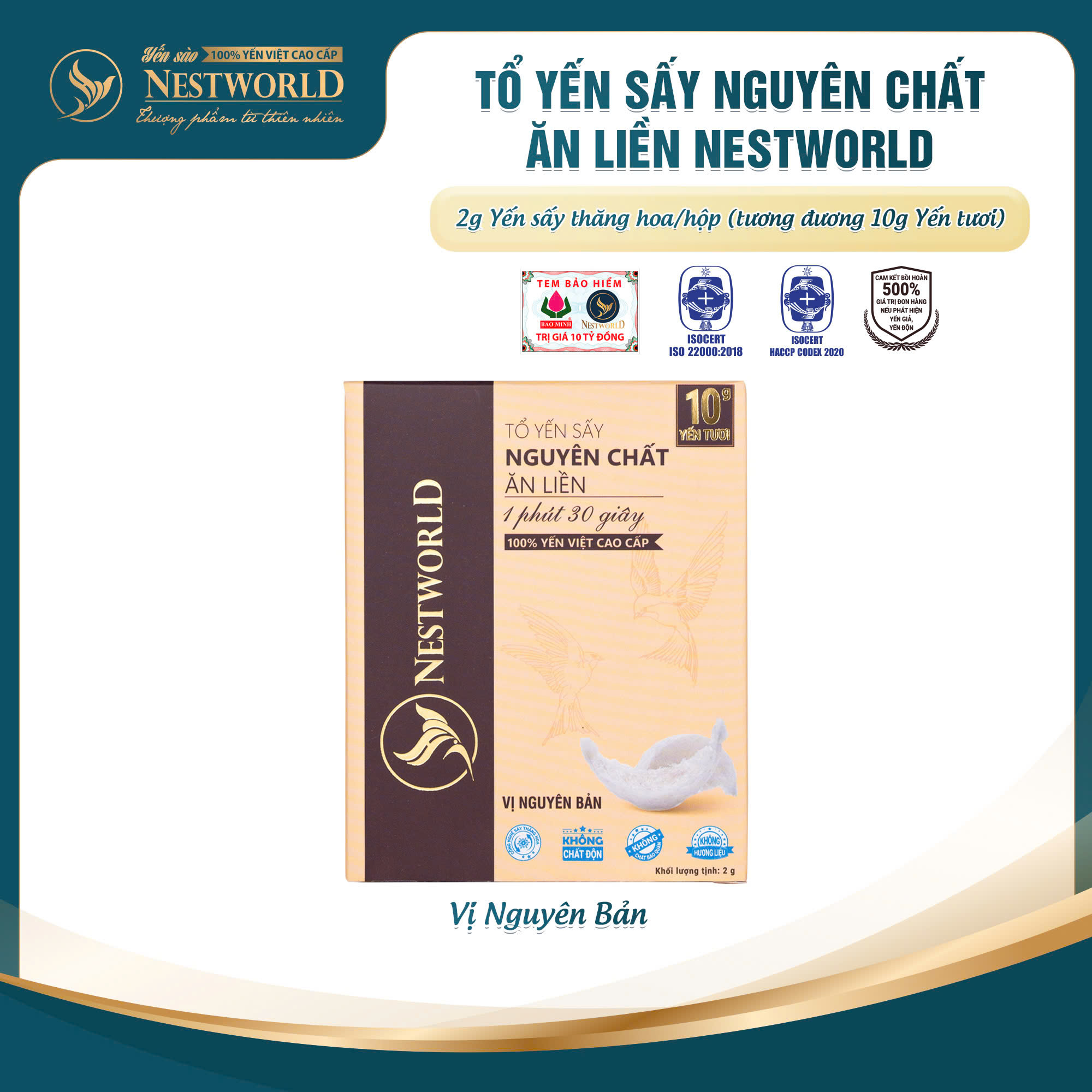 nguyên bản Tổ Yến Sấy Nguyên Chất Ăn Liền Nestworld vị Nguyên Bản - Ảnh 1