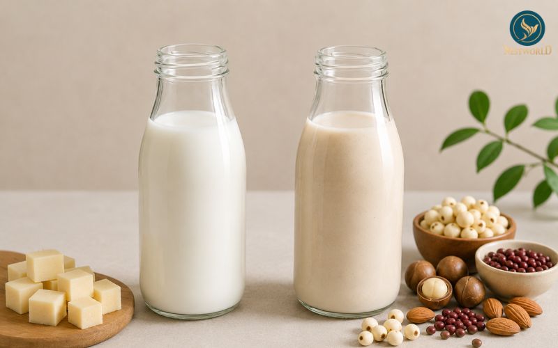 So sánh dinh dưỡng giữa sữa hạt và sữa bò cho bé 2 tuổi